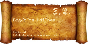 Bogáts Mínea névjegykártya